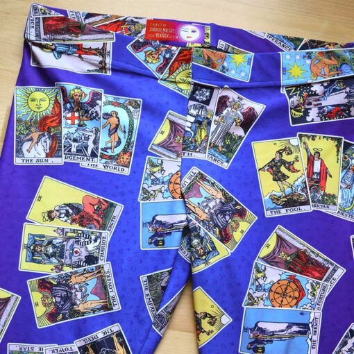 Tarot Leggings Blue & Purple with 3-Card Spread detail